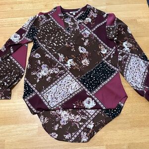 Maurice’s Floral Patchwork Long Sleeve Blouse Size XS